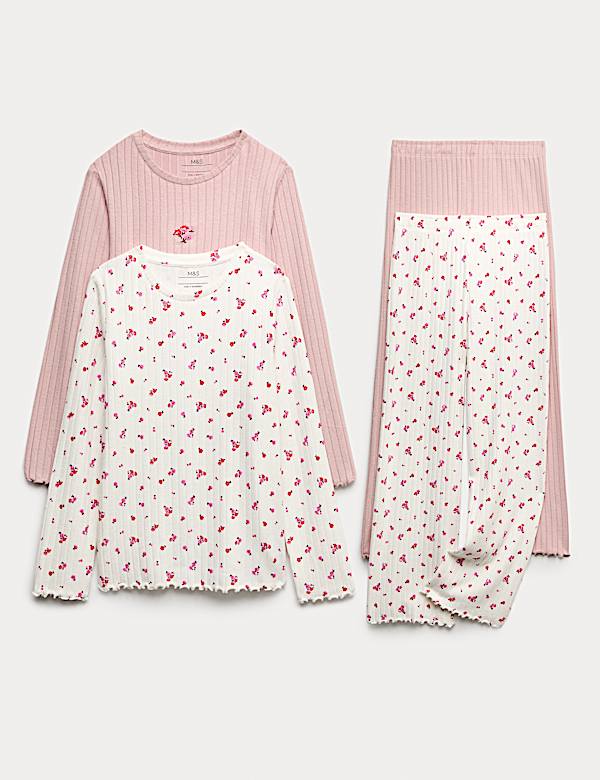 Kids' 2pk Floral Ribbed Pyjama Sets (1-16 Yrs)