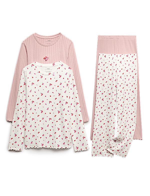 Kids' 2pk Floral Ribbed Pyjama Sets (1-16 Yrs)