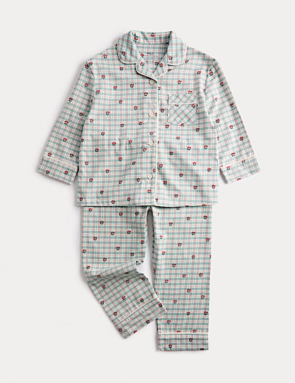 Kids' Pure Cotton Floral Check Revere Pyjamas (12 Mths-8 Yrs) - NO