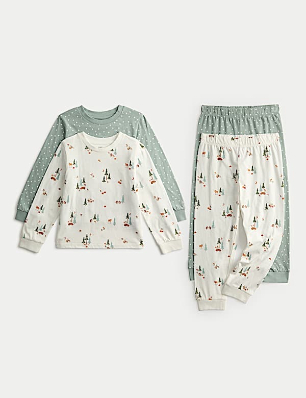 2pk Pure Cotton Woodland Pyjama Sets (1-8 Yrs) - TW