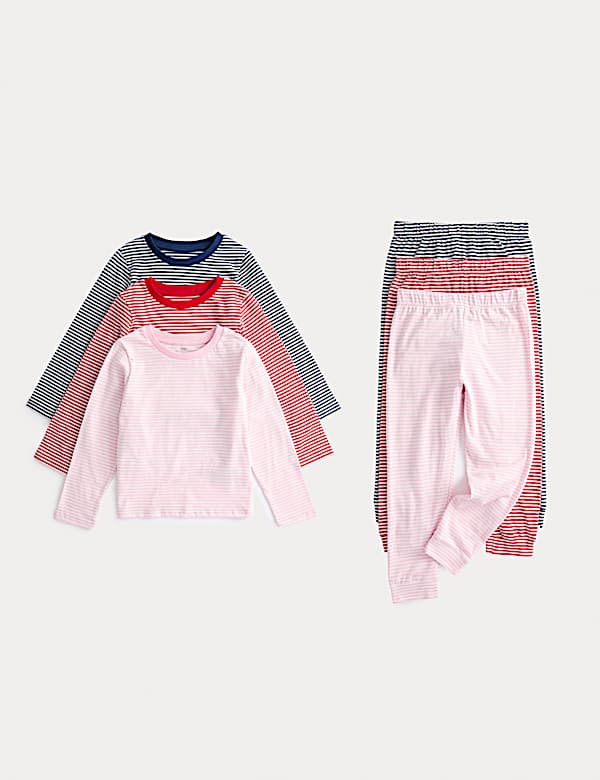 3pk Pure Cotton Striped Pyjama Sets (1-8 Yrs) - MV