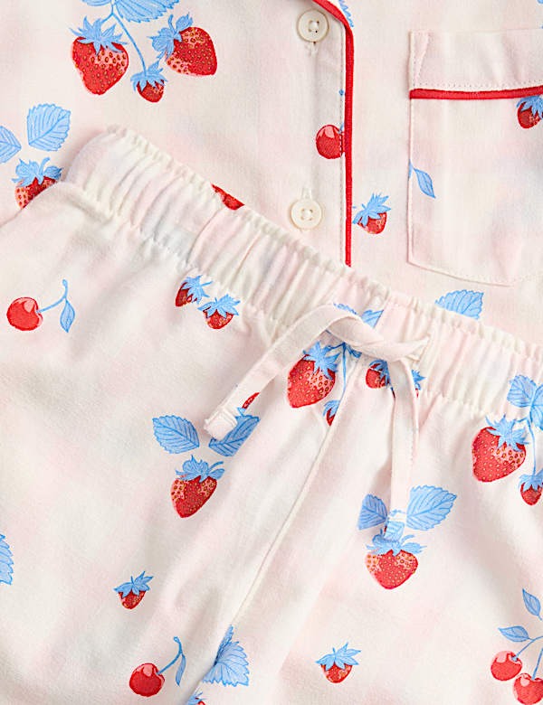 Pure Cotton Strawberry Print Pyjamas (0-16 Yrs) - FR