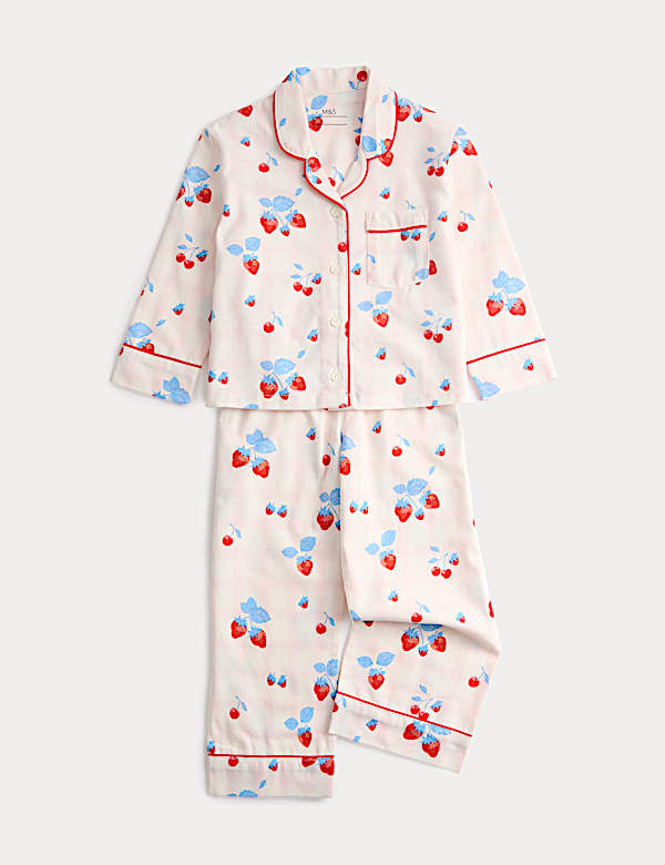 Pure Cotton Strawberry Print Pyjamas (0-16 Yrs)