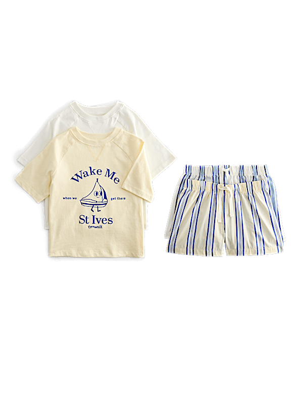 2 Pack Boat Graphic Short Pyjamas (1-8 Yrs)