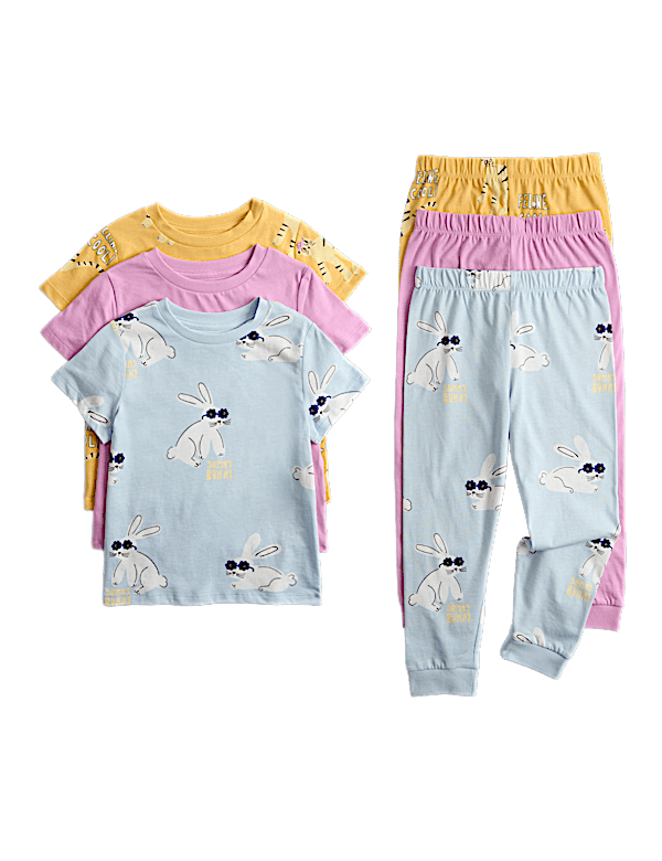 3 Pack Pure Cotton Animal Pyjama Sets (1-8 Yrs)