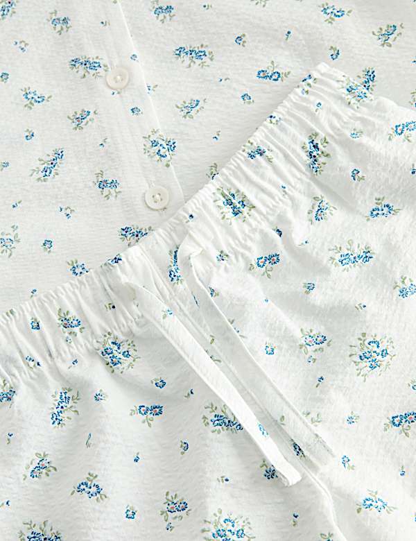 Pure Cotton Ditsy Floral Seersucker Pyjamas (1-8 Yrs)