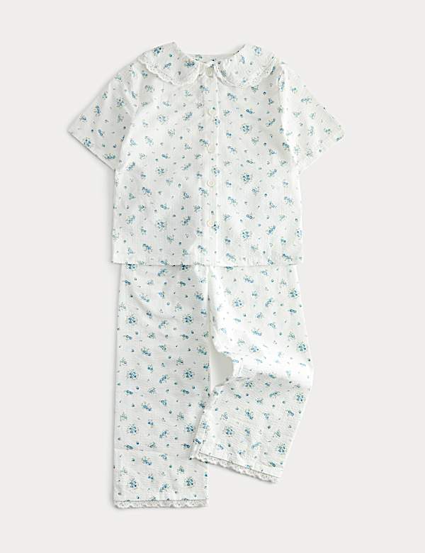 Pure Cotton Ditsy Floral Seersucker Pyjamas (1-8 Yrs)