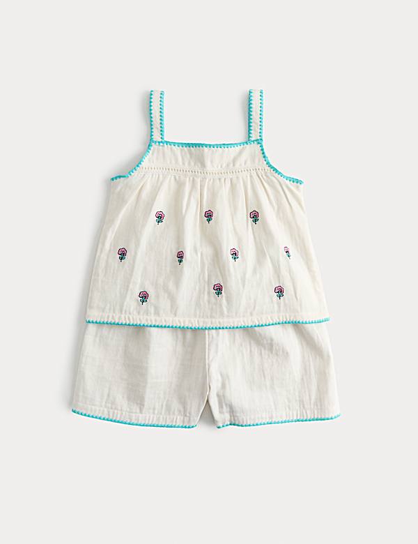 Pure Cotton Embroidered Short Pyjamas (1-8 Yrs)