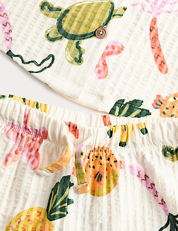 Seersucker Patterned Revere Pyjama (1-8 Yrs)