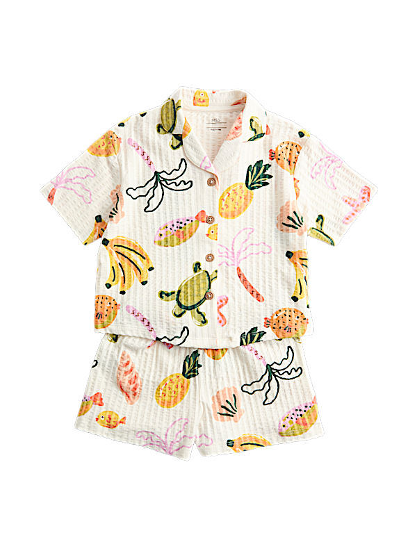 Seersucker Patterned Revere Pyjama (1-8 Yrs)