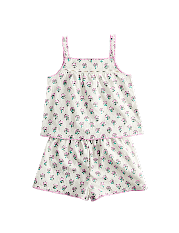 Pure Cotton Flower Print Pyjamas (1-8 Years)