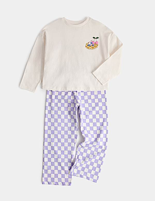 Pure Cotton Waffle Graphic Pyjamas (1-8 Yrs)