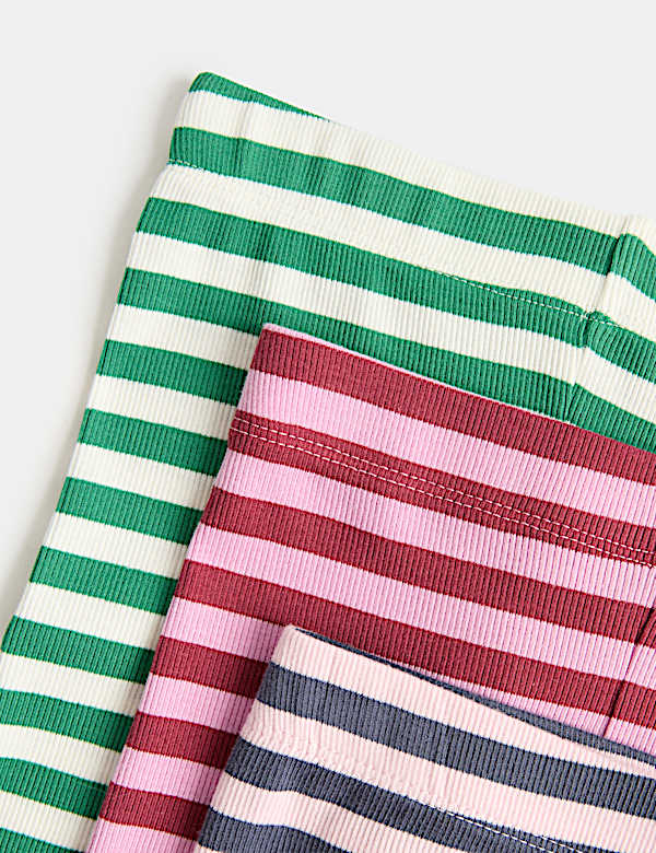 3 Pack Cotton Rich Ribbed Striped Pyjama Sets (1-8 Yrs)