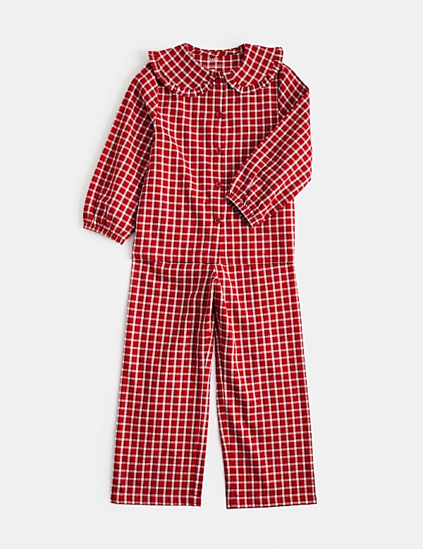 Pure Cotton Checked Revere Pyjama Set (12 Mths-10 Yrs) - IL