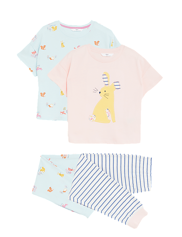 2pk Pure Cotton Bunny Pyjama Sets