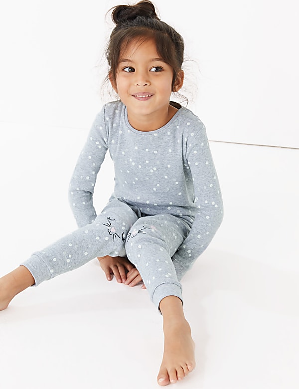 2 Pack Cotton Cat Print Pyjama Sets (1-7 Years)