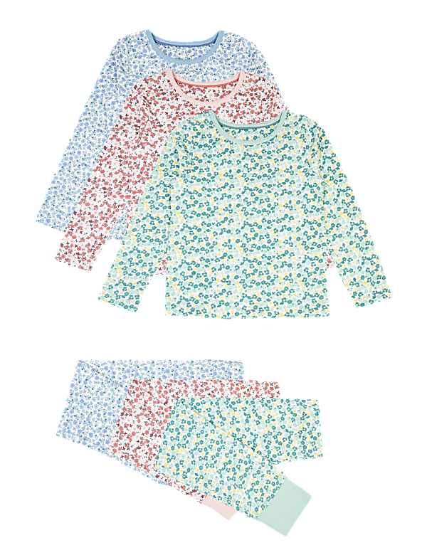 3 Pack Cotton Floral Print Pyjama Sets