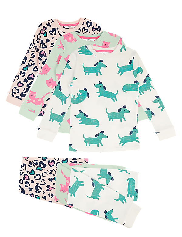 3 Pack Cotton Animal Pyjama Sets (1-7 Yrs)
