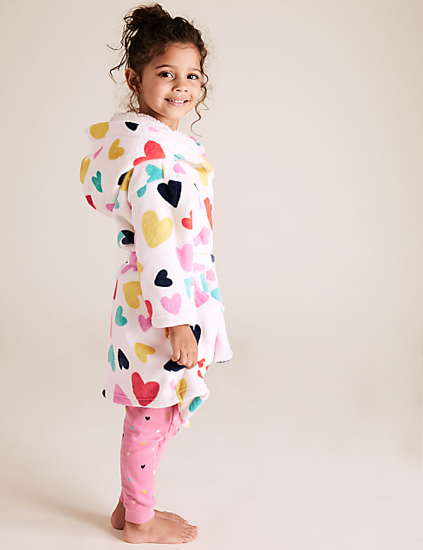 Fleece Heart Print Dressing Gown (1-7 Yrs)