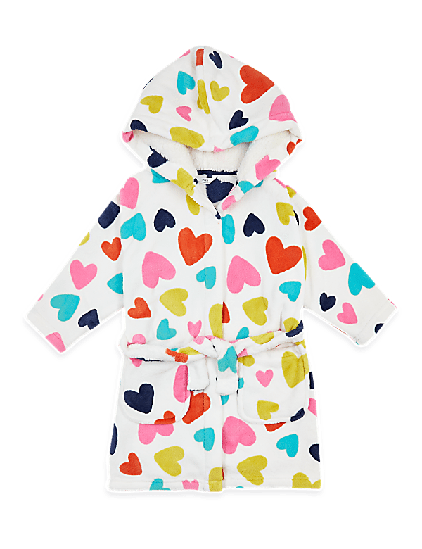 Fleece Heart Print Dressing Gown (1-7 Yrs)