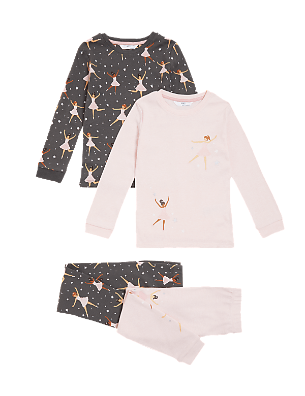 2pk Pure Cotton Ballerina Pyjama Sets (1-7 Yrs)