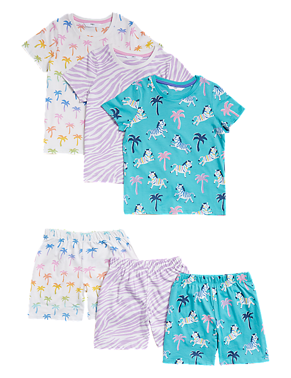 3pk Pure Cotton Printed Short Pyjama Sets (12 Mths - 7 Yrs)