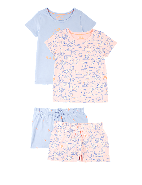 2 Pack Pure Cotton Short Pyjama Set (1-7 Yrs)