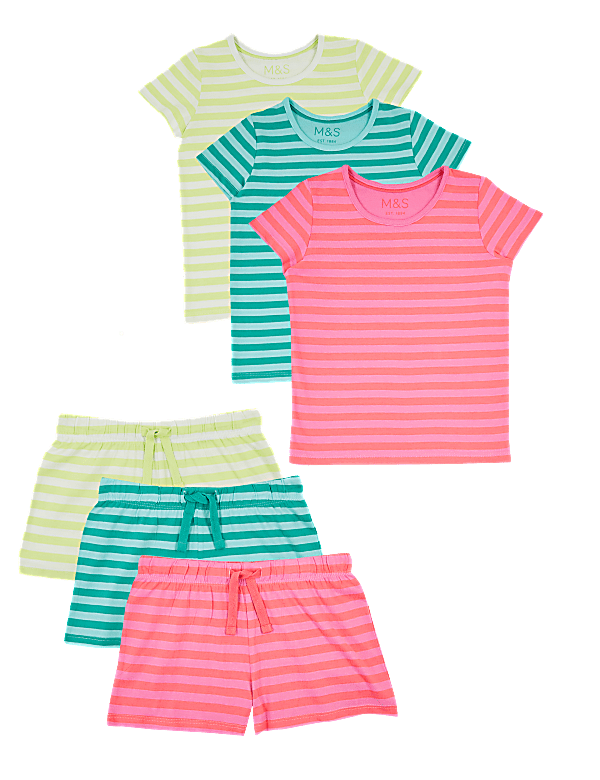 3 Pack Cotton Striped Short Pyjama Sets (1-7 Yrs)