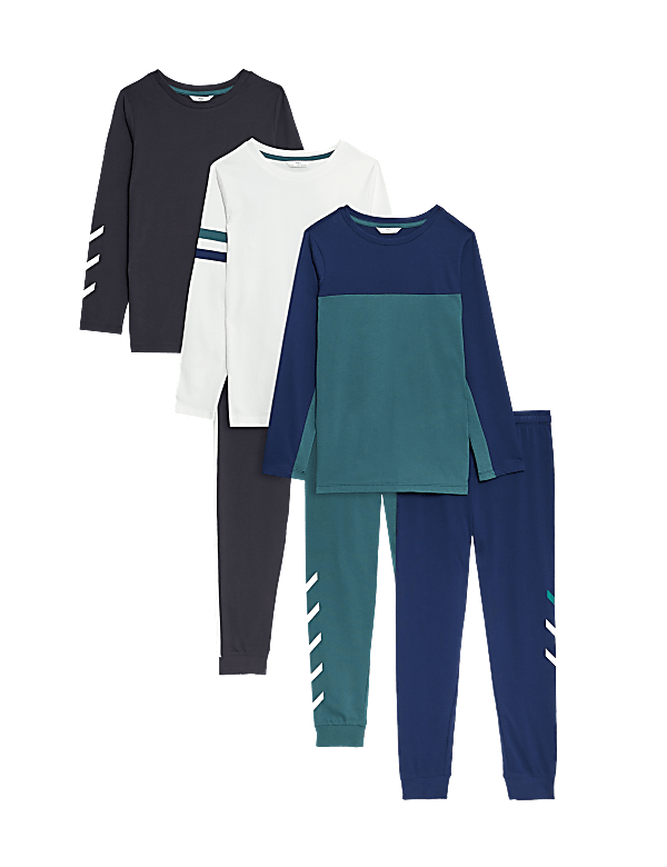 3pk Pure Cotton Pyjama Sets (6-16 Yrs)