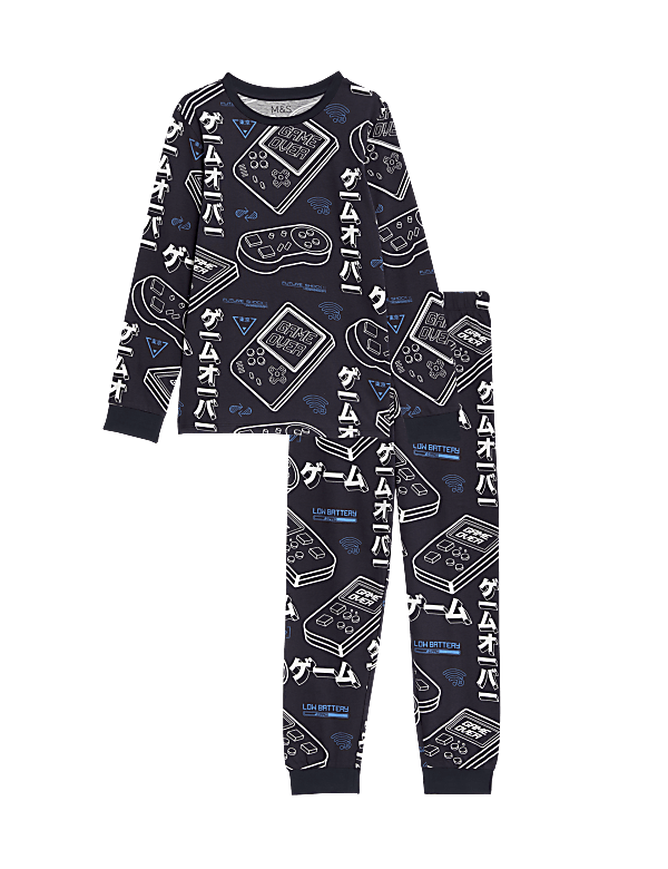 Pure Cotton Gaming Print Pyjamas (7-14 Yrs)