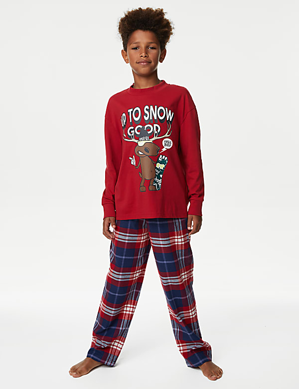 Pure Cotton Up to Snow Good Checked Pyjamas 6 16 Yrs RED MIX Pyjamas M S GR