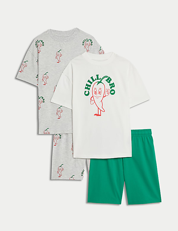 2pk Pure Cotton Slogan Pyjamas (6-16 Yrs) - NL