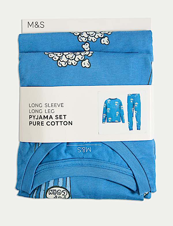 Pure Cotton Popcorn Print Pyjamas (3-16 Yrs)