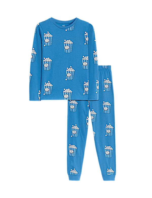 Pure Cotton Popcorn Print Pyjamas (3-16 Yrs)