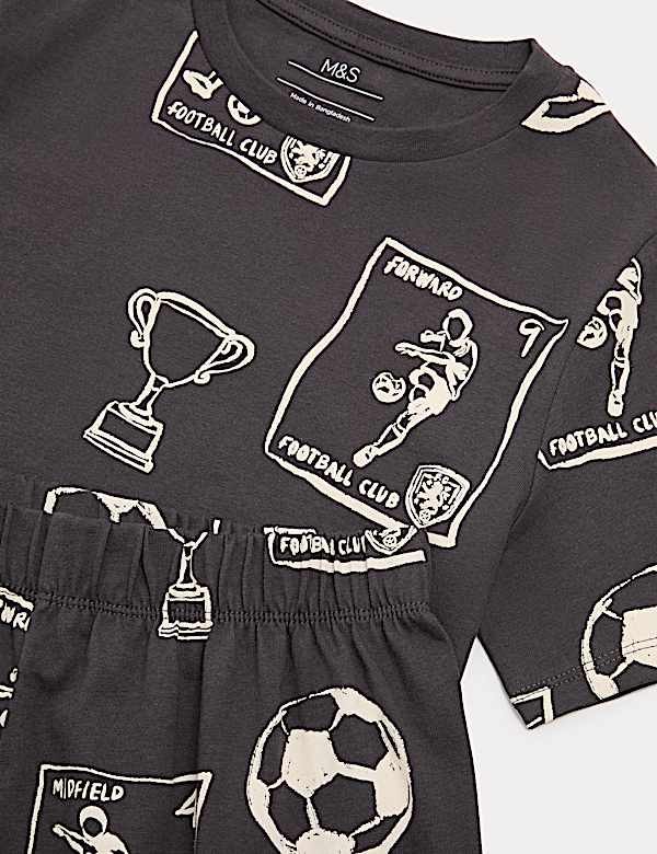 Pure Cotton Football Print Short Pyjamas (1-16 Yrs)