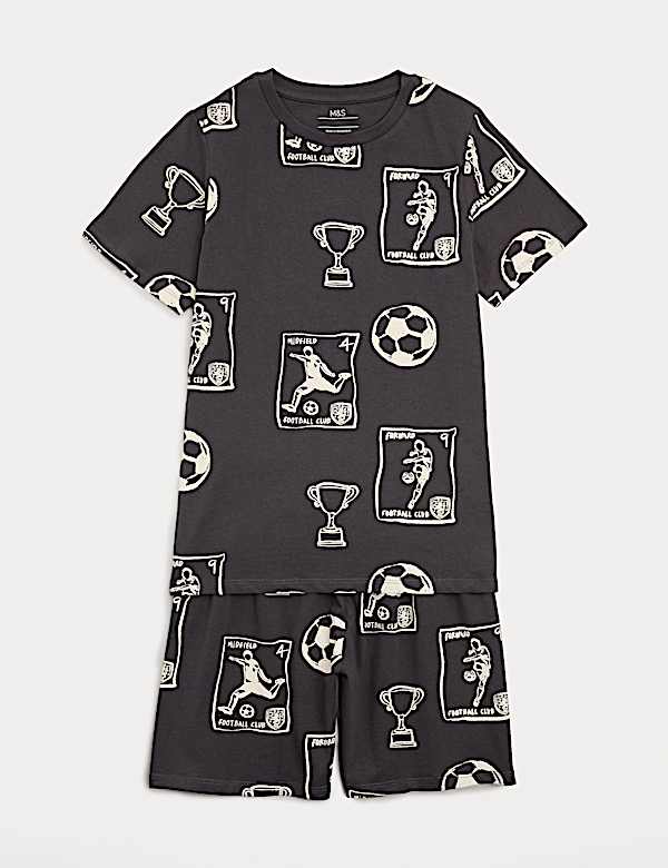 Pure Cotton Football Print Short Pyjamas (1-16 Yrs)