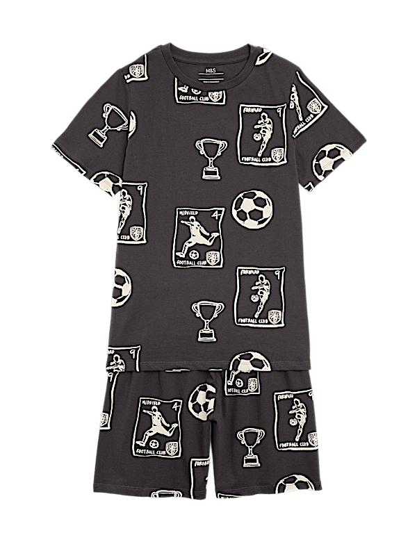 Pure Cotton Football Print Short Pyjamas (1-16 Yrs)