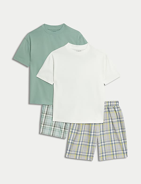 2pk Pure Cotton Checked Pyjama Sets (6-16 Yrs) - ES