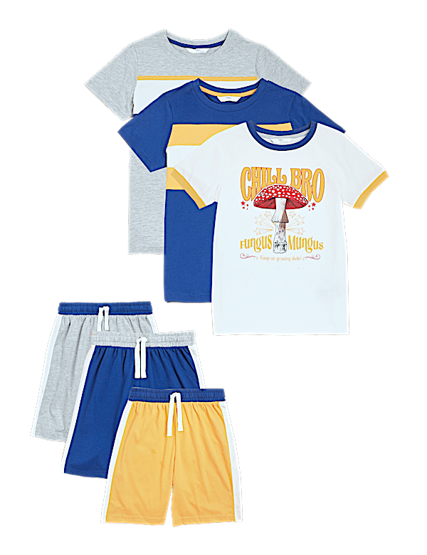 3pk Pure Cotton Print Short Pyjama Sets (6-13 Yrs)