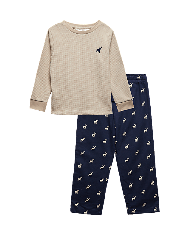 Cosy Waffle Stag Pyjamas (1-16 Yrs)
