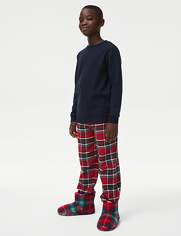 Cosy Waffle Checked Pyjamas 1 16 Yrs RED MIX Pyjamas M S CZ
