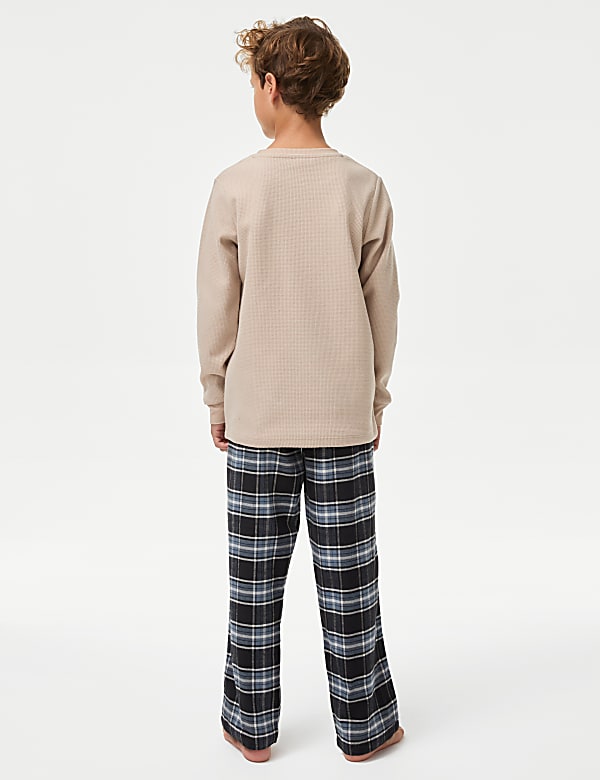 Cosy Waffle Checked Pyjamas (1-16 Yrs)