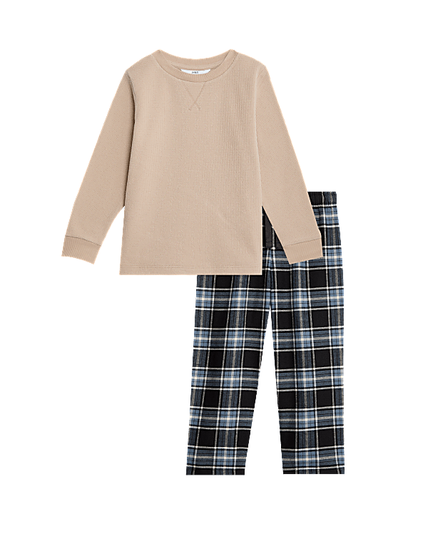 Cosy Waffle Checked Pyjamas (1-16 Yrs)