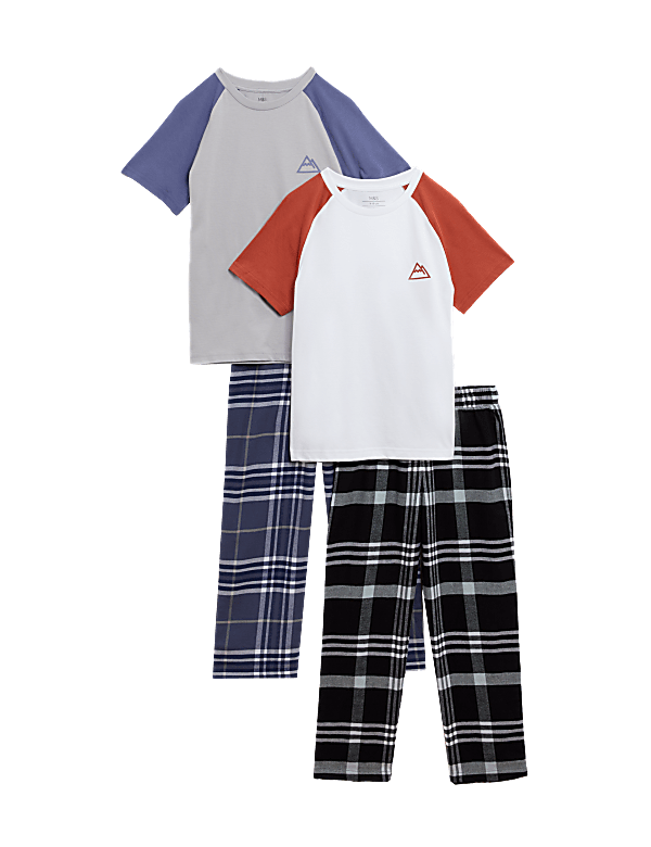 2pk Pure Cotton Checked Pyjama Sets (6-16 Yrs)
