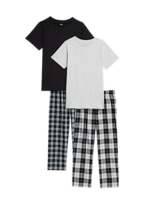 2pk Pure Cotton Checked Pyjama Sets (3-16 Yrs)