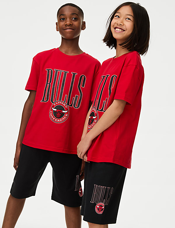 Pyjama 100&nbsp;% coton à motif NBA Chicago Bulls (du&nbsp;6 au 16&nbsp;ans) - CH