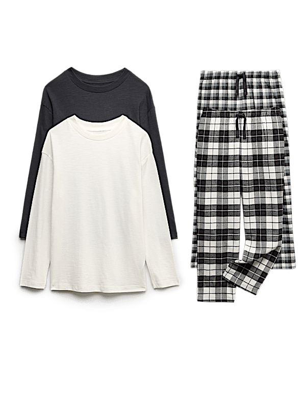 2pk Pure Cotton Checked Pyjama Sets (6-16 Yrs)