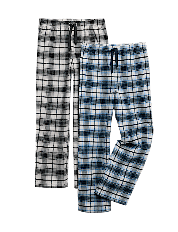 2pk Pure Cotton Checked Pyjama Bottoms (6-16 Yrs)