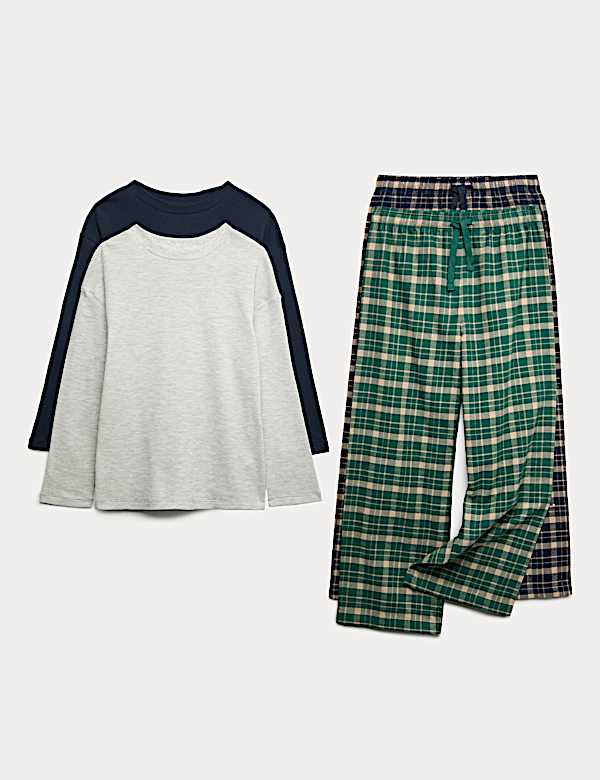 2pk Cotton Blend Checked Pyjama Sets (6-16 Yrs) - NL