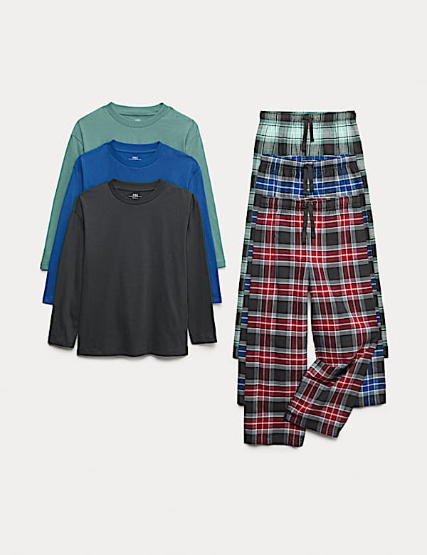 3pk Pure Cotton Checked Pyjama Sets (6-16 Yrs) - DE